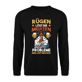 Leuchtturm Ostsee Urlaub Rügen - Unisex Pullover - Schwarz - Vorne - Alina (178cm) & Michal (187cm)