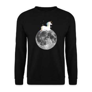 Mignon Licorne Lune Idée Cadeau Best-seller - Sweat-shirt Unisexe - noir - Devant - Alina (178cm) & Michal (187cm)