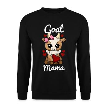 Goat Mama Herz Ziegen Liebe Ziegenmama - Unisex Pullover - Schwarz - Vorne - Alina (178cm) & Michal (187cm)