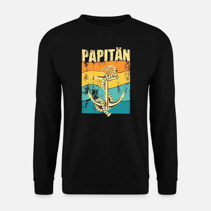 PAPITÄN - Retro Anker - Geschenkidee Papa - Unisex Pullover - Schwarz