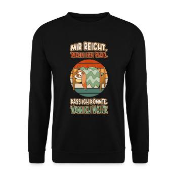 Faultier Chillen Faul Müde Lustlos Spruch Lustig - Unisex Pullover - Schwarz - Vorne - Alina (178cm) & Michal (187cm)