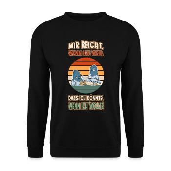 Tauben Chillen Faul Müde Lustlos Spruch Lustig - Unisex Pullover - Schwarz - Vorne - Alina (178cm) & Michal (187cm)
