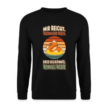 Cat Chill Lazy Tired Listless Saying Funny - Unisex Sweatshirt - black - Front - Alina (178cm) & Michal (187cm)
