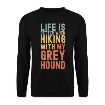 Windhund Wanderhund retro - Unisex Pullover - Schwarz - Vorne - Alina (178cm) & Michal (187cm)