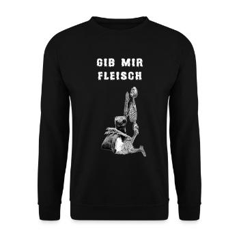 Skeleton prays - give me meat - grain grain grain - Unisex Sweatshirt - black - Front - Alina (178cm) & Michal (187cm)