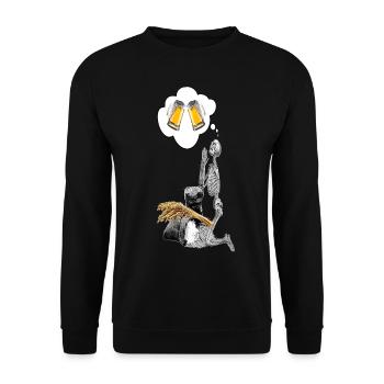 Skeleton prie la bière de blé en pensant au rêve - Sweat-shirt Unisexe - noir - Devant - Alina (178cm) & Michal (187cm)