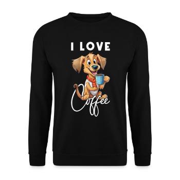 Coffee Dog I Love Coffee Animal Saying Funny - Unisex Sweatshirt - black - Front - Alina (178cm) & Michal (187cm)
