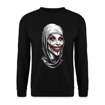 Grusel Nonne Horror und Ekel an Halloween - Unisex Pullover - Schwarz - Vorne - Alina (178cm) & Michal (187cm)