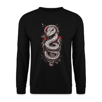 Japanese Tattoo Art Snake Aesthetic Design - Unisex Sweatshirt - black - Front - Alina (178cm) & Michal (187cm)