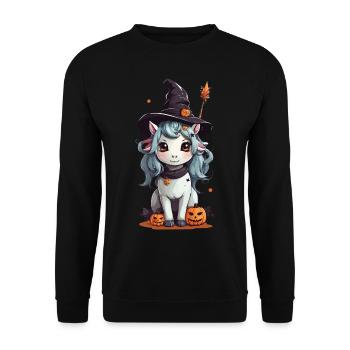 Witch Pony Magical Halloween Horses Design - Unisex Sweatshirt - black - Front - Alina (178cm) & Michal (187cm)