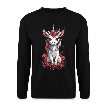 Unicorn Halloween Magic Spooky Design - Unisex Sweatshirt - black - Front - Alina (178cm) & Michal (187cm)