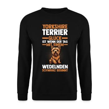 Hund Yorkshire Terrier - Unisex Pullover - Schwarz - Vorne - Alina (178cm) & Michal (187cm)