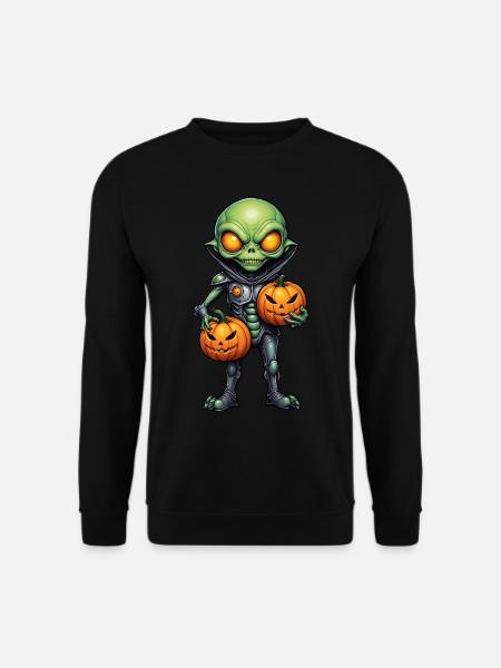 Alien with pumpkin heads Halloween - Unisex Sweatshirt - black