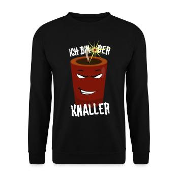 Silvester Knaller Pyro Pyrotechnik Silvesterparty - Unisex Pullover - Schwarz - Vorne - Alina (178cm) & Michal (187cm)