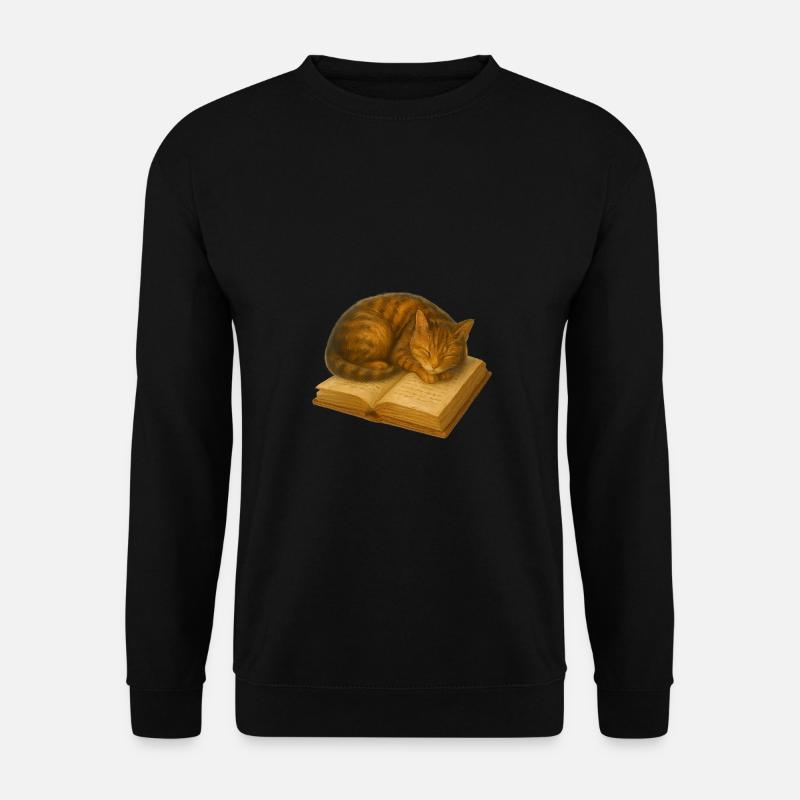 Sleeping cat on book - Unisex Sweatshirt - black