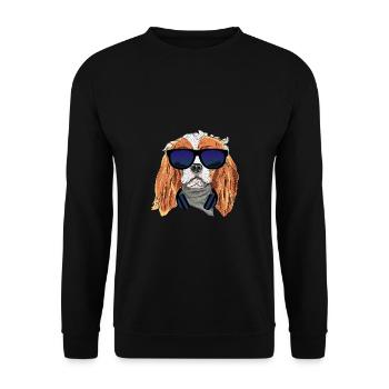 Funny Cavalier King Charles Spaniel Puppy Cute - Unisex Pullover - Schwarz - Vorne - Alina (178cm) & Michal (187cm)