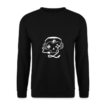 Gaming Gamepad Skull Online Gaming Shirt - Unisex Sweatshirt - black - Front - Alina (178cm) & Michal (187cm)