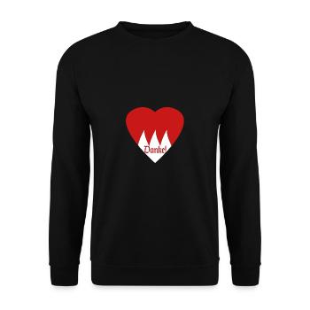 FRANKE Danke Herz Wappen Franken Farben fränkisch - Unisex Pullover - Schwarz - Vorne - Alina (178cm) & Michal (187cm)