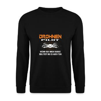 Drohne Drohnen Pilot Quadrocopter Drone Pilot - Unisex Pullover - Schwarz - Vorne - Alina (178cm) & Michal (187cm)