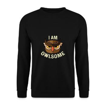 Ich bin Eulen Entdecker und Abenteurer Geschenk - Unisex Pullover - Schwarz - Vorne - Alina (178cm) & Michal (187cm)