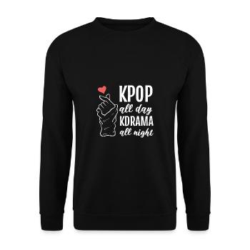Kdrama toute la nuit. Cadeau musicien - Sweat-shirt Unisexe - noir - Devant - Alina (178cm) & Michal (187cm)