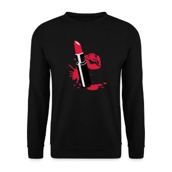 Lipstick with kissing lips - Unisex Sweatshirt - black - Front - Alina (178cm) & Michal (187cm)