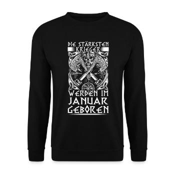 Januar Wikinger Geburtstag Geschenk DE - Unisex Pullover - Schwarz - Vorne - Alina (178cm) & Michal (187cm)