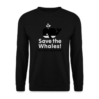 Save the Whales! Eat the Japanese - Unisex Sweatshirt - black - Front - Alina (178cm) & Michal (187cm)