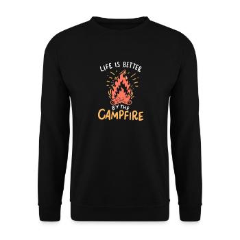 Life is better by the campfire - Unisex Sweatshirt - black - Front - Alina (178cm) & Michal (187cm)