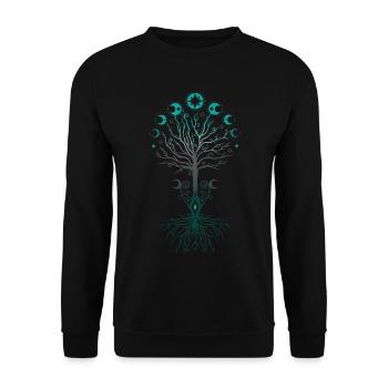 Yggdrasil Mondbaum Nordic Tree of Life - Unisex Pullover - Schwarz - Vorne - Alina (178cm) & Michal (187cm)