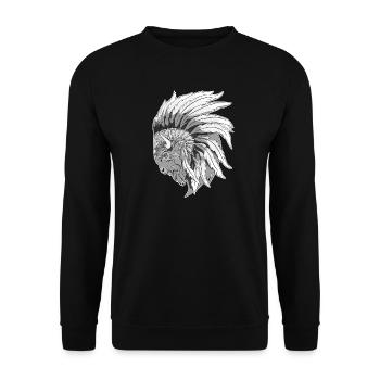 Kopf von Büffet - Unisex Pullover - Schwarz - Vorne - Alina (178cm) & Michal (187cm)