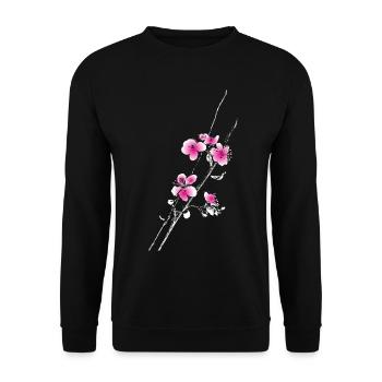 Cherry Blossom Blossoms Branch Branch - Unisex Sweatshirt - black - Front - Alina (178cm) & Michal (187cm)