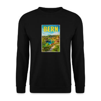 Panorama de Berne Aare et Vieille Ville - Sweat-shirt Unisexe - noir - Devant - Alina (178cm) & Michal (187cm)