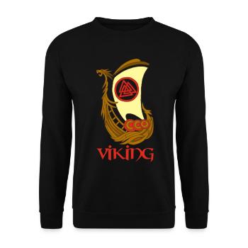 Wikingersymbol eines Drakkar - Unisex Pullover - Schwarz - Vorne - Alina (178cm) & Michal (187cm)