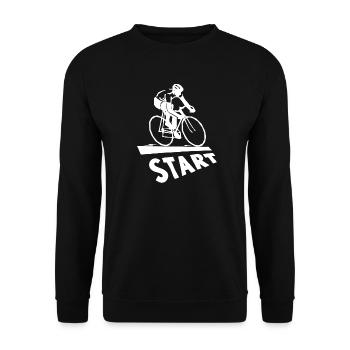 Start, Fahrrad, Radfahren, Radfahrer - Unisex Pullover - Schwarz - Vorne - Alina (178cm) & Michal (187cm)