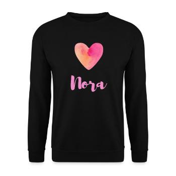 Nora Pink Heart Girl Feminine Aesthetic Tee - Unisex Sweatshirt - black - Front - Alina (178cm) & Michal (187cm)