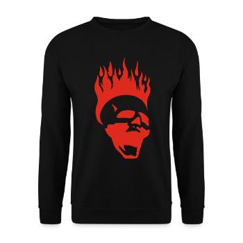 Crâne hurlant enflammé (rouge) - Sweat-shirt Unisexe - noir - Devant - Alina (178cm) & Michal (187cm)