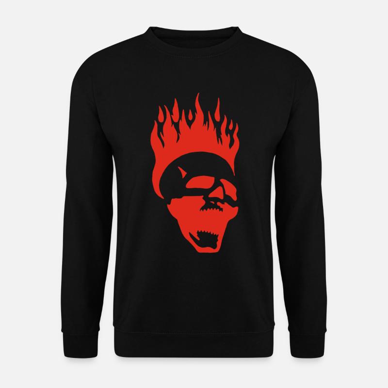 Flaming screaming skull (red) - Unisex Sweatshirt - black