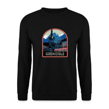 Illustration emblematic view of Grenoble - Unisex Sweatshirt - black - Front - Alina (178cm) & Michal (187cm)