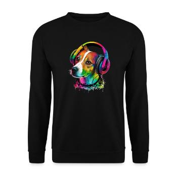 Jack Russell avec des écouteurs vives chien - Sweat-shirt Unisexe - noir - Devant - Alina (178cm) & Michal (187cm)