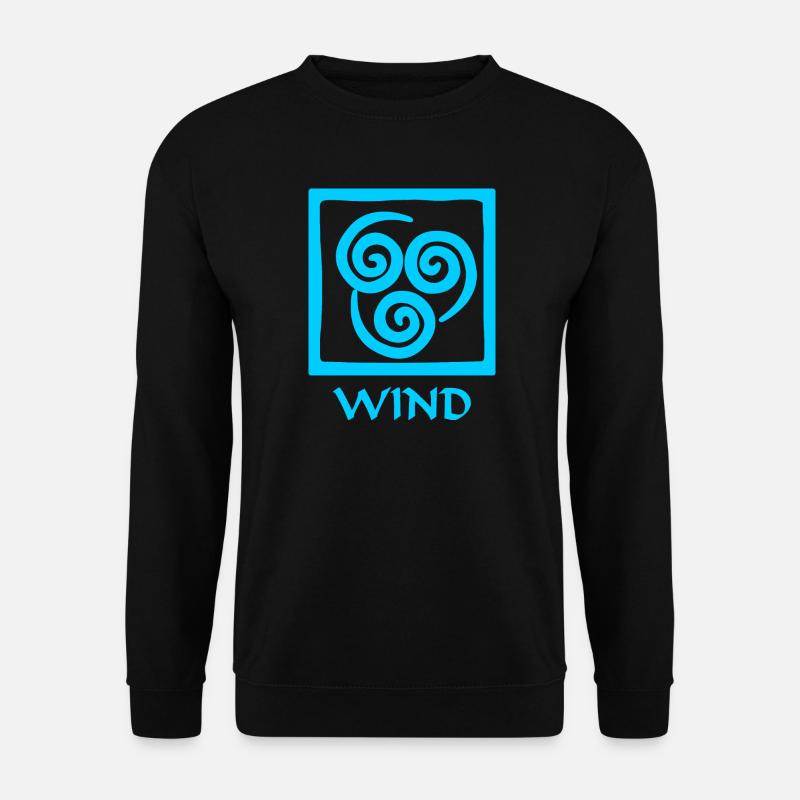 Symbol des Windes blauer Text 'WIND' - Unisex Pullover - Schwarz