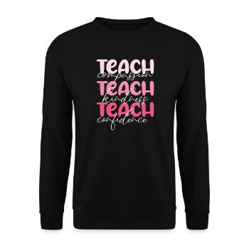 Lehrer-Lehren Mitgefühl, Freundlichkeit und Selbstvertrauen - Unisex Pullover - Schwarz - Vorne - Alina (178cm) & Michal (187cm)