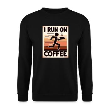 I Run on Coffee - Unisex Pullover - Schwarz - Vorne - Alina (178cm) & Michal (187cm)