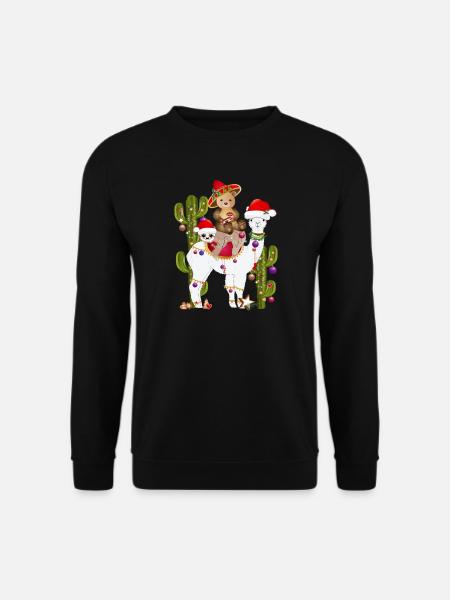 Weihnachten in Mexiko Alpaka,Faultier und Bär - Unisex Pullover - Schwarz