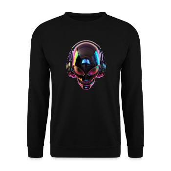 Black Alien Head with Headphones - Unisex Sweatshirt - black - Front - Alina (178cm) & Michal (187cm)