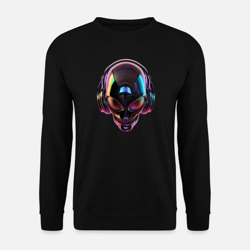 Tête extraterrestre noire avec écouteurs - Sweat-shirt Unisexe - noir