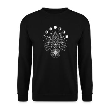 Lotus Lotusblume Mondphasen Kompass - Unisex Pullover - Schwarz - Vorne - Alina (178cm) & Michal (187cm)