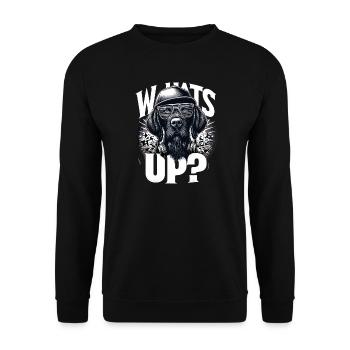 Deutsch Drahthaar Gangster Was geht ab Hund Gesche - Unisex Pullover - Schwarz - Vorne - Alina (178cm) & Michal (187cm)