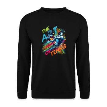 Dynamischer Aufschlag: Die Kunst des Tennis in Bewegung - Unisex Pullover - Schwarz - Vorne - Alina (178cm) & Michal (187cm)