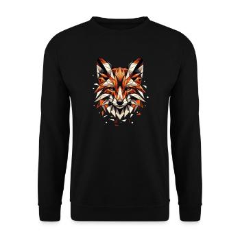 Motif polygonal coloré et géométrique de tête de renard - Sweat-shirt Unisexe - noir - Devant - Alina (178cm) & Michal (187cm)